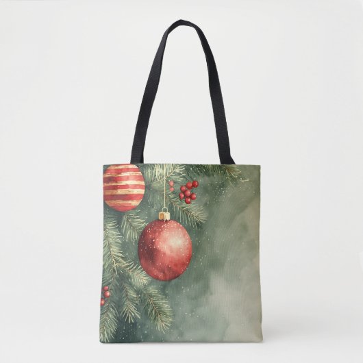 Feestelijke rode en groene Waterverf Tas (Voorkant)