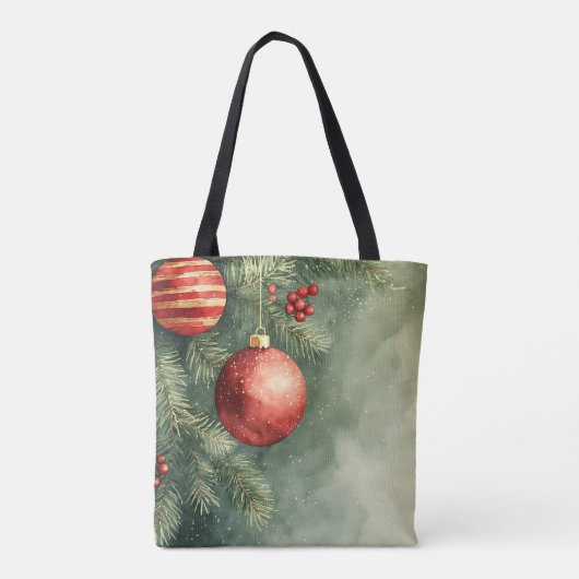 Feestelijke rode en groene Waterverf Tas (Achterkant)