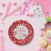 Feestelijke rode en witte Candy Canes Kerstmis Papieren Bordje (Feest)