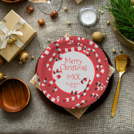 Feestelijke rode en witte Candy Canes Kerstmis Papieren Bordje