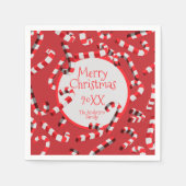 Feestelijke rode en witte Candy Canes Kerstmis Servet (Voorkant)