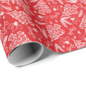 Feestelijke rode en witte kerstboom en Holly Cadeaupapier (Rol Hoek)