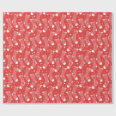 Feestelijke rode en witte kerstkousen patroon cadeaupapier (Vlak)