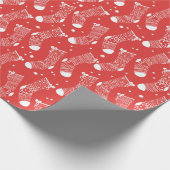 Feestelijke rode en witte kerstkousen patroon cadeaupapier (Hoek)