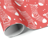 Feestelijke rode en witte kerstkousen patroon cadeaupapier (Rol Hoek)