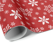 Feestelijke rode en witte sneeuwvlok kerst cadeaupapier (Rol Hoek)