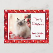 Feestelijke rode en witte vakantie Foto Briefkaart (Voorkant)