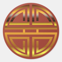 Feestelijke Rode Faux Goud Longevity Motief Party  Ronde Sticker