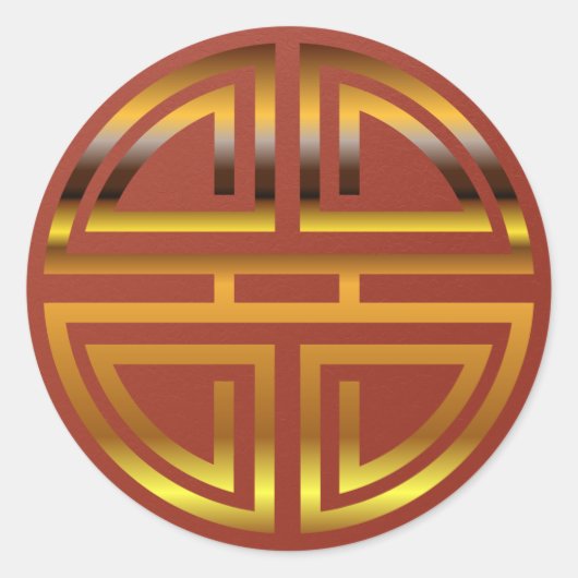 Feestelijke Rode Faux Goud Longevity Motief Party  Ronde Sticker (Voorkant)