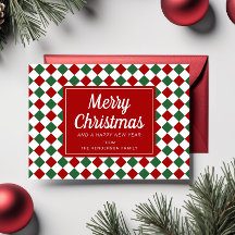 Feestelijke rode gecontroleerde foto Kerstmis