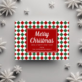 Feestelijke rode gecontroleerde foto Kerstmis Feestdagenkaart