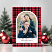 Feestelijke rode geplakte kerstfoto feestdagenkaart