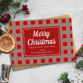 Feestelijke rode geruite Kerstmis Feestdagenkaart