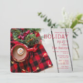 Feestelijke rode geruite warme chocolademelk | Ker Kaart (Staand voorkant)