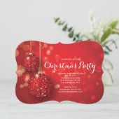 Feestelijke rode glitter Ornament kerstfeest Kaart (Staand voorkant)