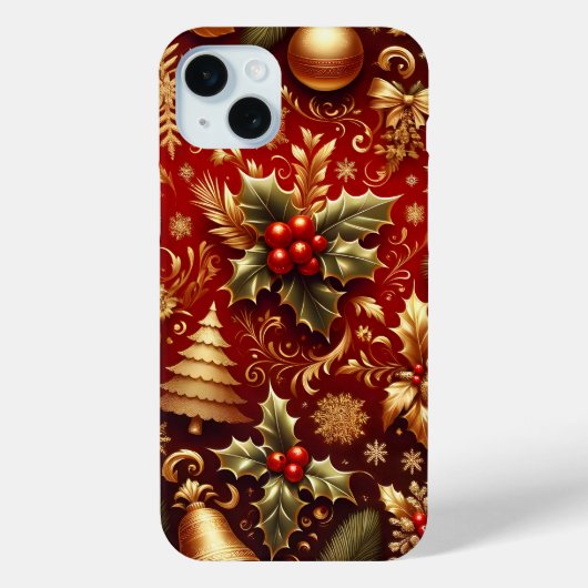 FEESTELIJKE RODE & GOUDEN KERSTBOMEN HOLLY Case-Mate iPhone CASE (Achterkant)