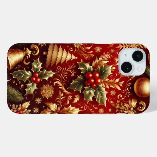 FEESTELIJKE RODE & GOUDEN KERSTBOMEN HOLLY Case-Mate iPhone CASE (Achterkant (horizontaal))