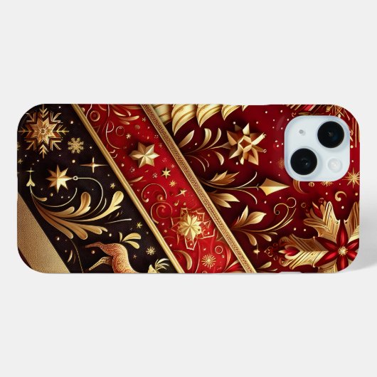 FEESTELIJKE RODE & GOUDEN KERSTBOMEN HOLLY Case-Mate iPhone CASE (Achterkant (horizontaal))
