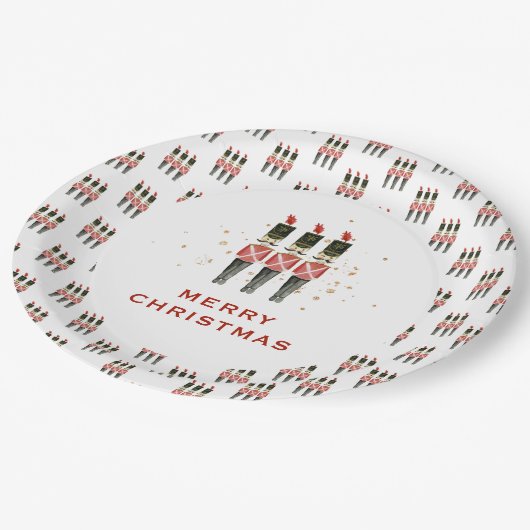 Feestelijke Rode & Gouden Notenkraker Kerst Papieren Bordje (Gekanteld)