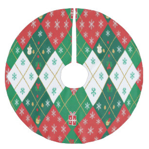 Feestelijke Rode & Groene Argyle Kerst Kerstboom Rok