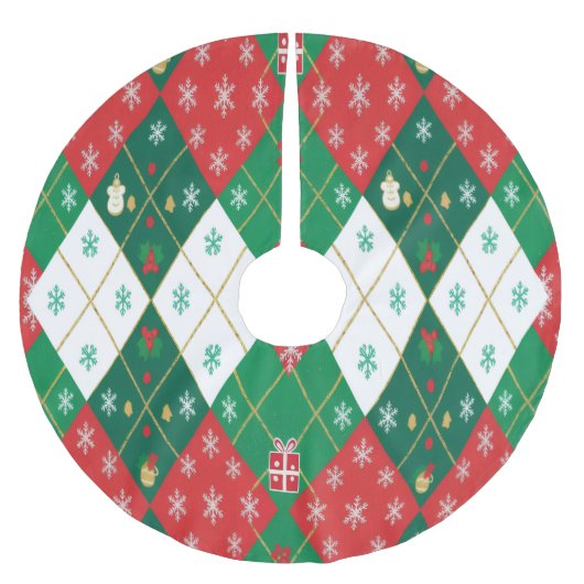 Feestelijke Rode & Groene Argyle Kerst Kerstboom Rok (Voorkant)