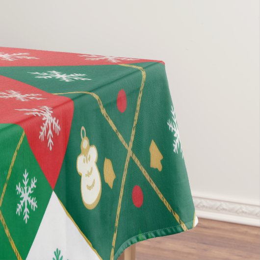 Feestelijke Rode & Groene Argyle Kerst Tafelkleed (Voorbeeld)