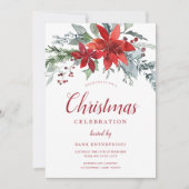 Feestelijke rode & groene bloemenkerstfeest kaart (Voorkant)