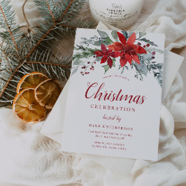 Feestelijke rode & groene bloemenkerstfeest kaart