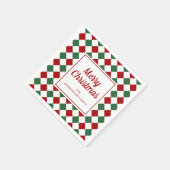 Feestelijke rode groene cheques Vrolijk Kerstfeest Servet (Hoek)