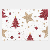 Feestelijke rode, groene en gouden kerst inpakpapier vel (Voorkant)