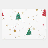 Feestelijke rode, groene en gouden kerst inpakpapier vel (Voorkant 3)