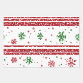 Feestelijke rode, groene en gouden kerst inpakpapier vel (Voorkant 2)