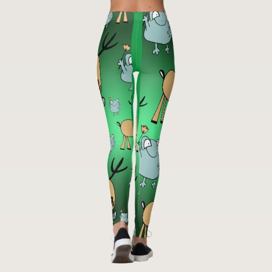 Feestelijke Rode Groene Feestdagen Kerstdieren Leggings (Achterkant)