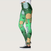 Feestelijke Rode Groene Feestdagen Kerstdieren Leggings (Links)