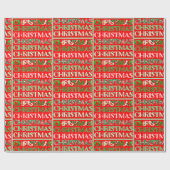 Feestelijke rode groene kerst cadeaupapier (Vlak)