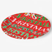 Feestelijke rode groene kerst papieren bordje (Gekanteld)