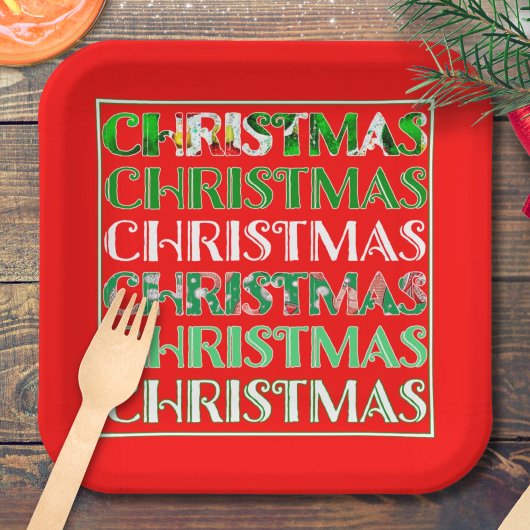 Feestelijke rode groene kerst papieren bordje