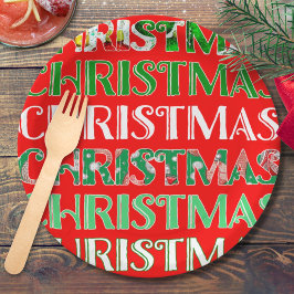 Feestelijke rode groene kerst papieren bordje