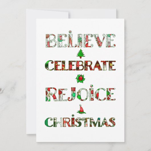 Feestelijke Rode Groene Kerst Typografie 1 Foto Feestdagenkaart (Voorkant)