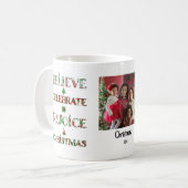 Feestelijke Rode Groene Kerst Typografie 1 Foto Koffiemok (Voorkant links)