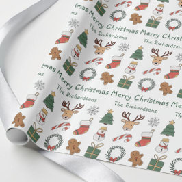 Feestelijke Rode Groene Kerst Vakantie Patroon Cadeaupapier