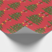 Feestelijke rode & groene kerstbomen Patroon Cadeaupapier (Hoek)