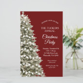 Feestelijke Rode Groene Kerstboom Party Uitnodigin (Staand voorkant)