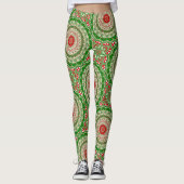 Feestelijke rode & groene Mandala met feestelijke  Leggings (Voorkant)