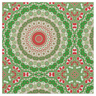 Feestelijke Rode & Groene Mandala met Kersts Symme Stof
