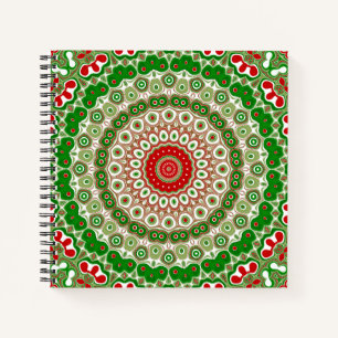 Feestelijke Rode & Groene Mandala met Kerstsfeer S Notitieboek