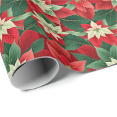 Feestelijke rode groene poinsettia cadeaupapier (Rol Hoek)