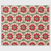 Feestelijke rode groene poinsettia cadeaupapier (Vlak)