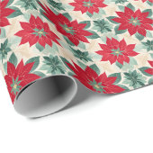 Feestelijke rode groene poinsettia cadeaupapier (Rol Hoek)