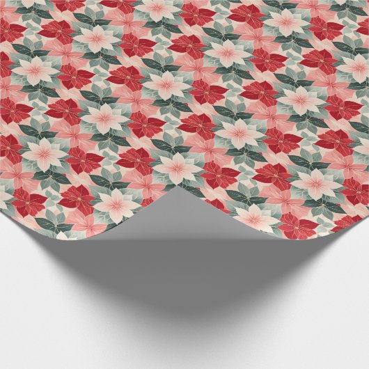 Feestelijke rode groene poinsettia cadeaupapier (Hoek)